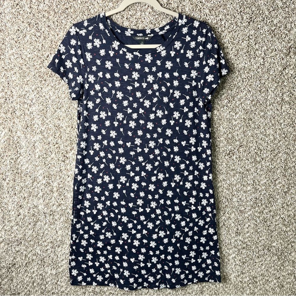 Toad&Co Dress Women’s Small Windmere II Navy & White Floral Short Sleeve T-Shirt
